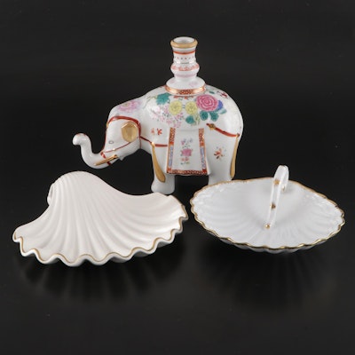 Andrea by Sadek and Chelsea House Shell Dishes with Elephant Candlestick