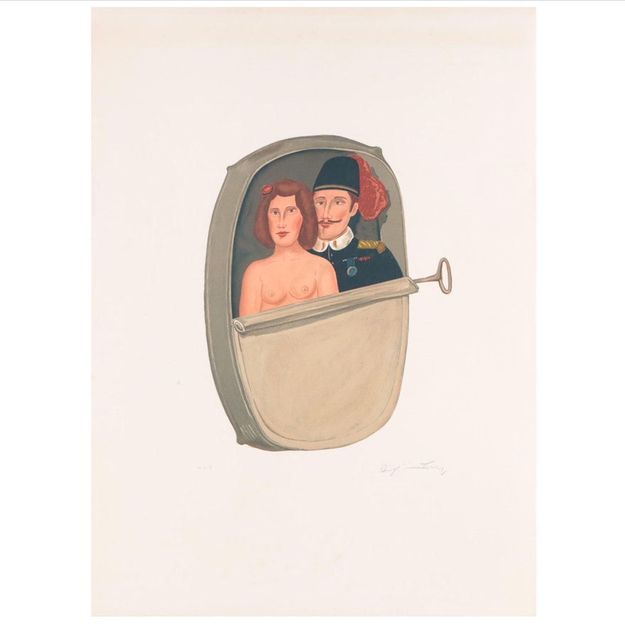 Benjamin Levy Color Lithograph "Canned Romance"