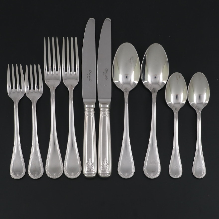 Christofle Acier Stainless Steel Flatware Place Settings for Two