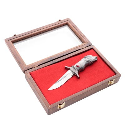 Michael Ricker Limited Edition Wolf Handle Knife in Presentation Case, 1997
