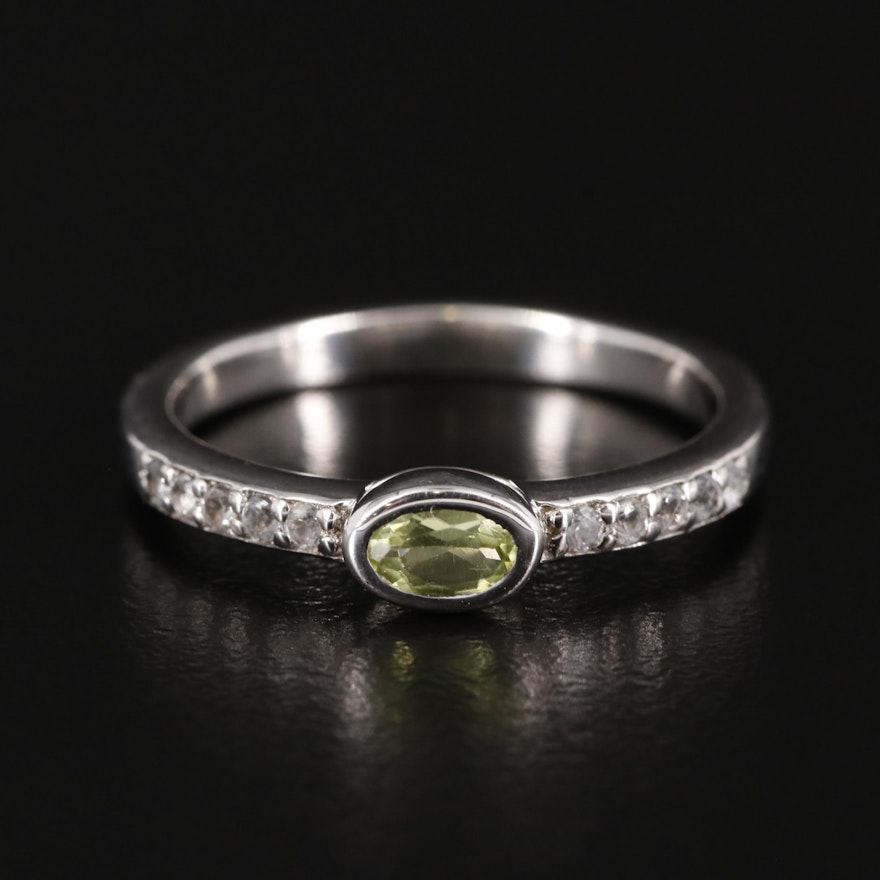 Sterling Peridot and White Topaz Ring
