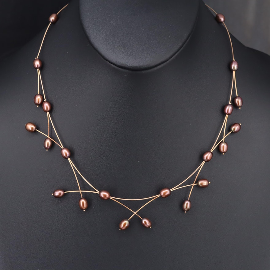 14K Pearl Fancy Link Necklace