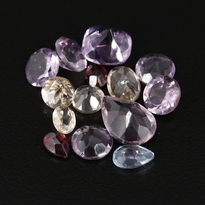 Loose 16.55 CTW Mixed Gemstone Lot Featuring Amethyst Citrine and Garnet