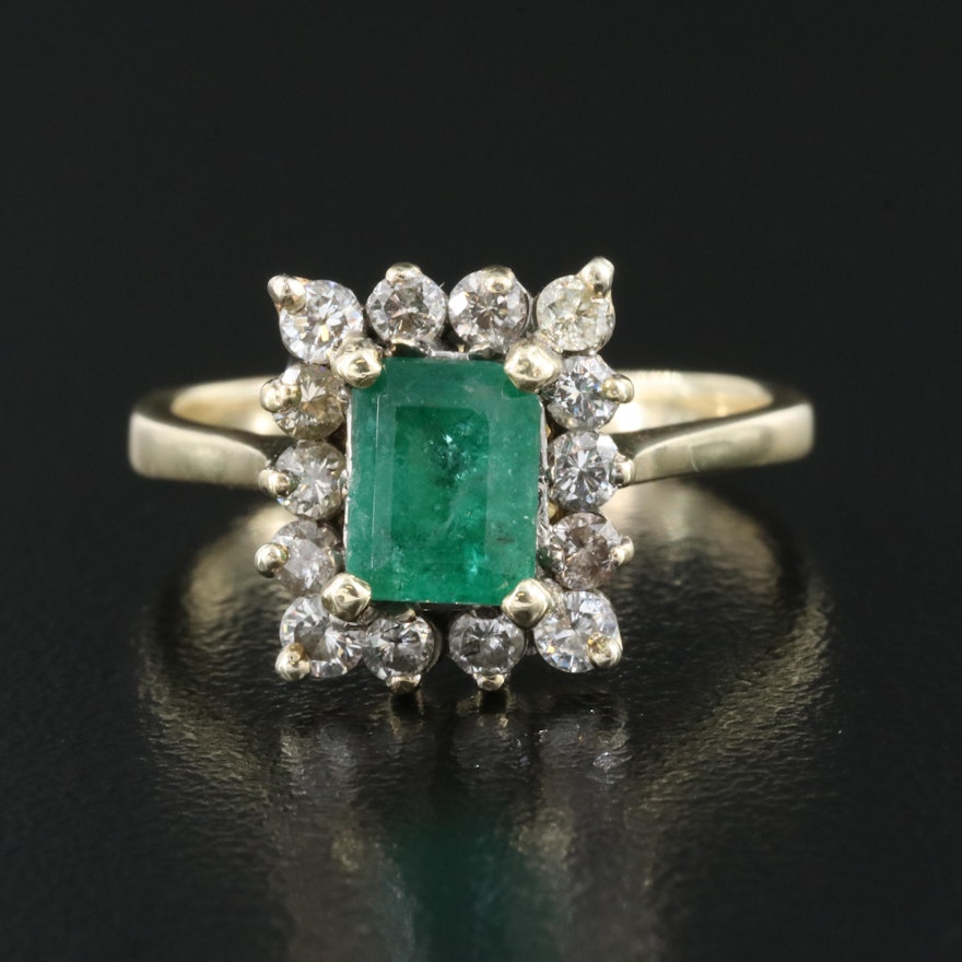 14K 1.25 Emerald and Diamond Ring
