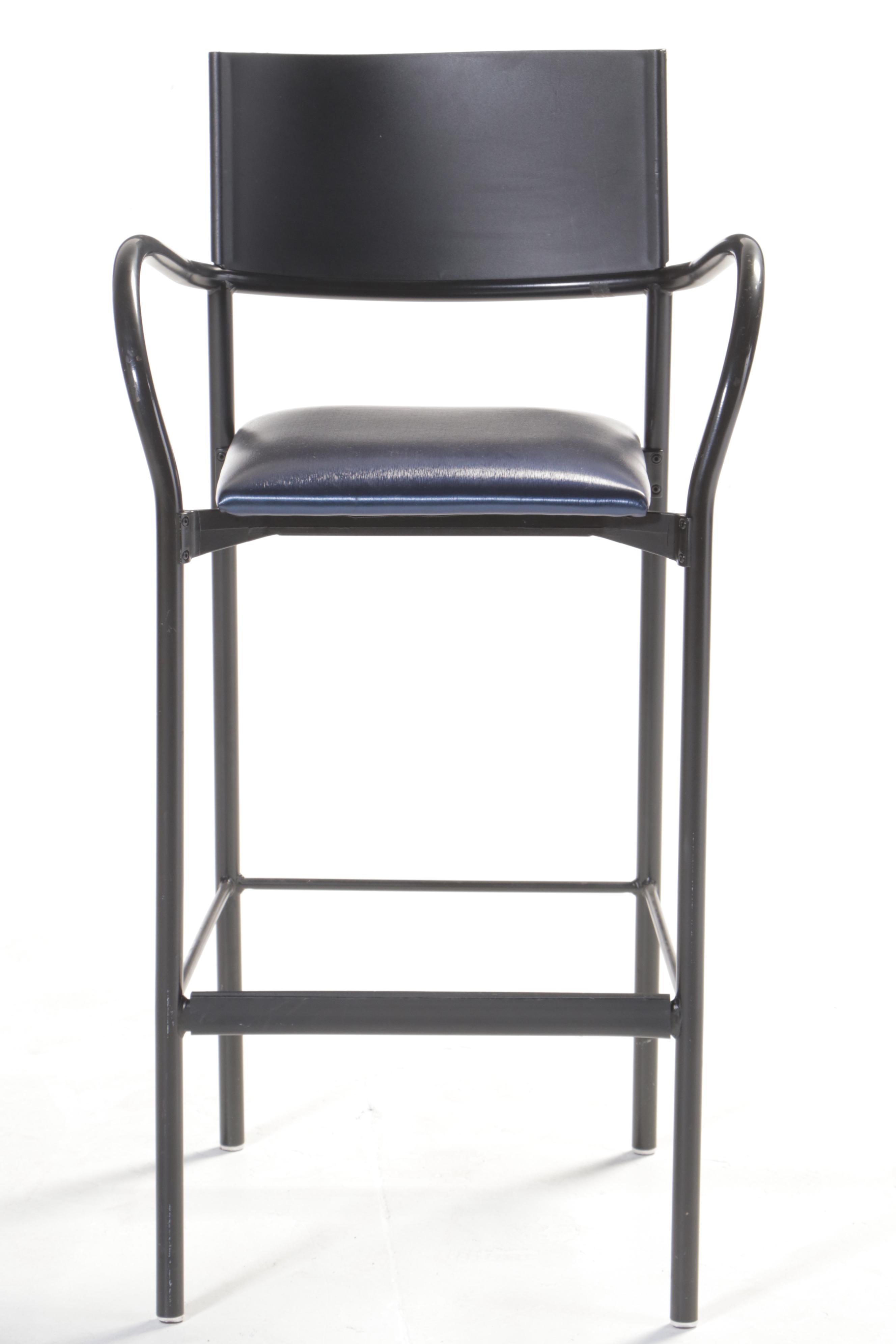 Three Loewenstein Modernist Tubular Steel and Molded Plastic Bar Stools