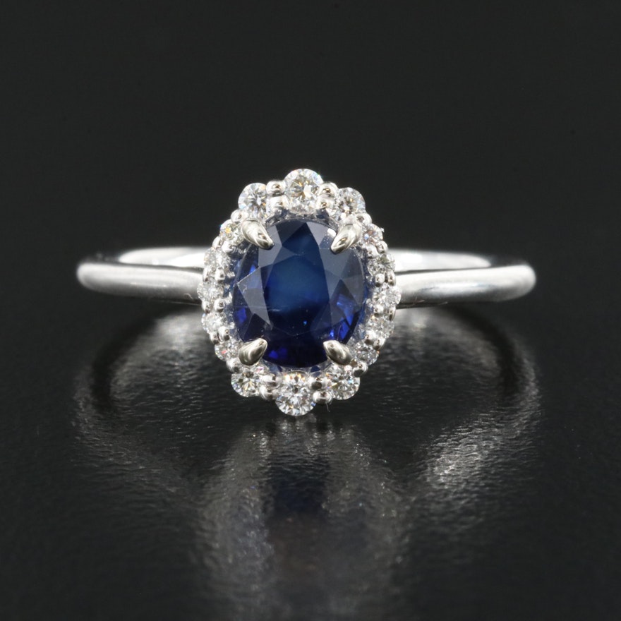 14K 1.34 CT Sapphire and Diamond Ring