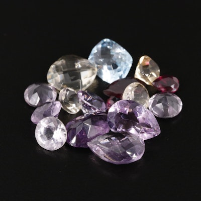 Loose 24.76 CTW Mixed Gemstone Lot Featuring Amethyst Citrine and Garnet