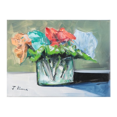 José M. Lima Floral Still Life Oil Painting, 2023