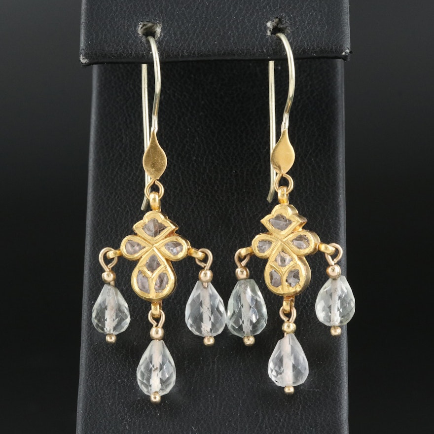 18K Diamond and Rock Crystal Quartz Girandole Earrings