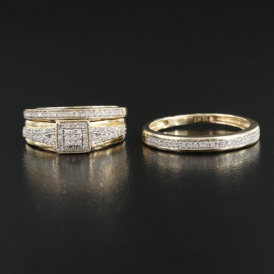 10K 0.35 CTW Diamond Ring and Bands Set