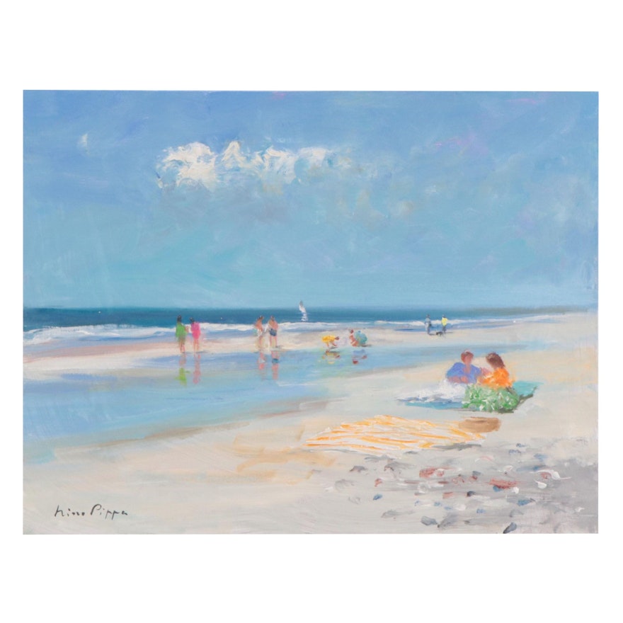 Nino Pippa Oil Painting "Southeast Florida - Beach Scene," 2016