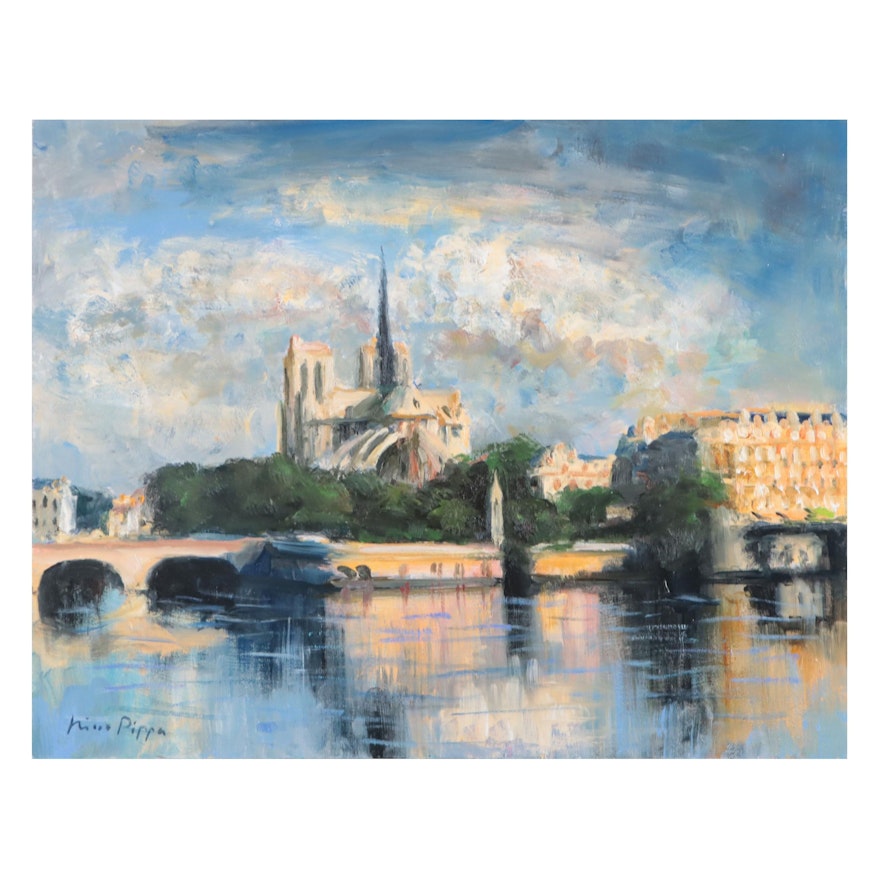 Nino Pippa Oil Painting "Paris - Notre Dame," 2017