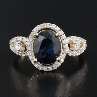 14K 3.33 CT Sapphire and Diamond Ring
