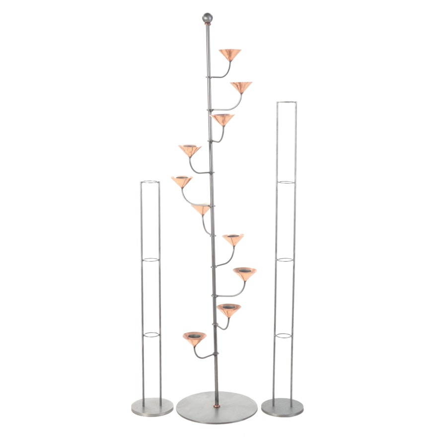 Floor Standing Copper and Metal Candle Holders