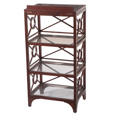 Regency Style Mahogany and Glass Four-Tier Reading Stand with Ratcheted Top