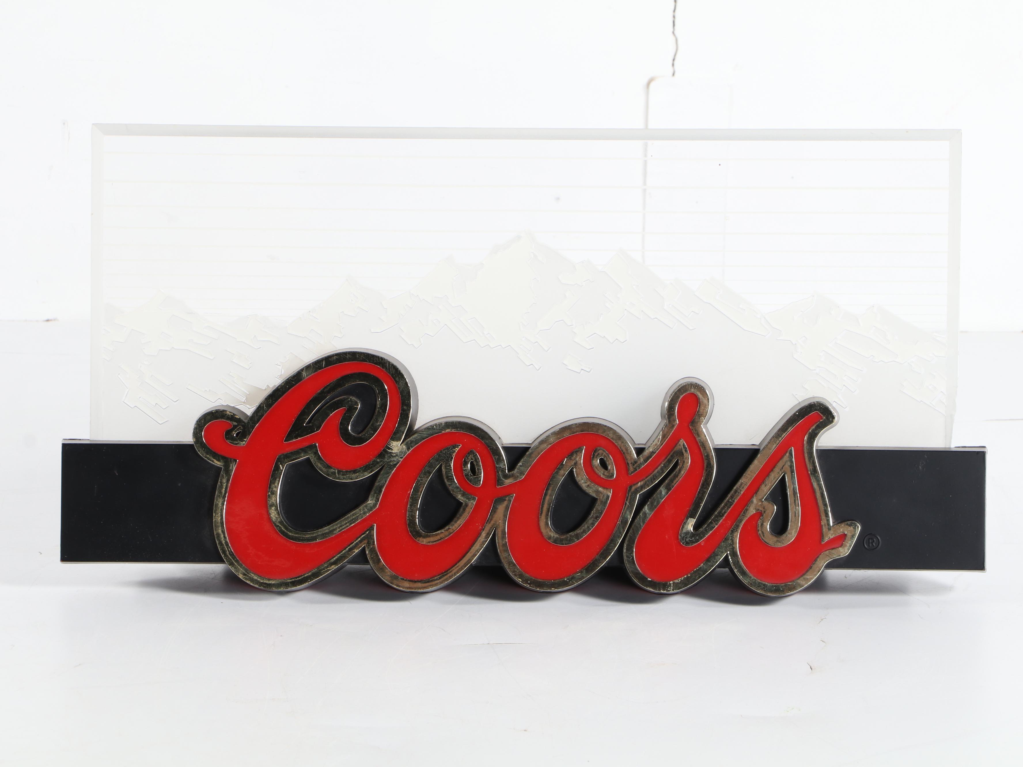 Coors Illuminated Advertising Beer Mirror and Sign, Late 20th Century