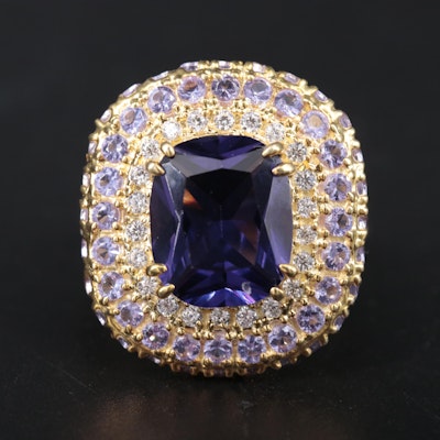 Sterling Alexandrite and Cubic Zirconia Ring