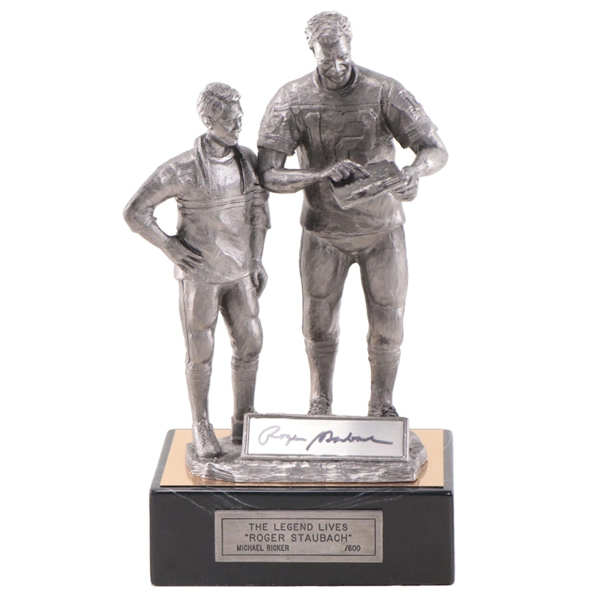 Roger Staubach Signed "The Legend Lives" Pewter Sculpture by Michael Ricker