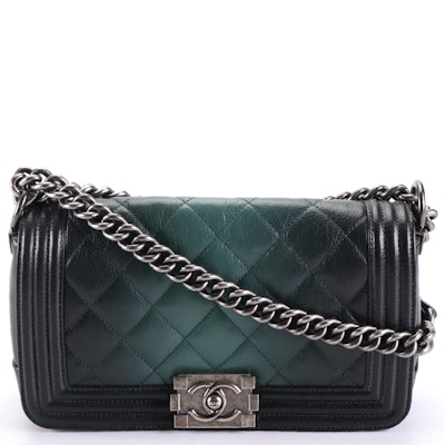 Chanel Medium Boy Flap Bag in Ombré Quilted Leather with Chain Strap