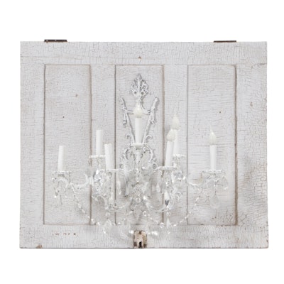 Neoclassical White-Painted Seven-Light Wall Sconce Mounted to Panel