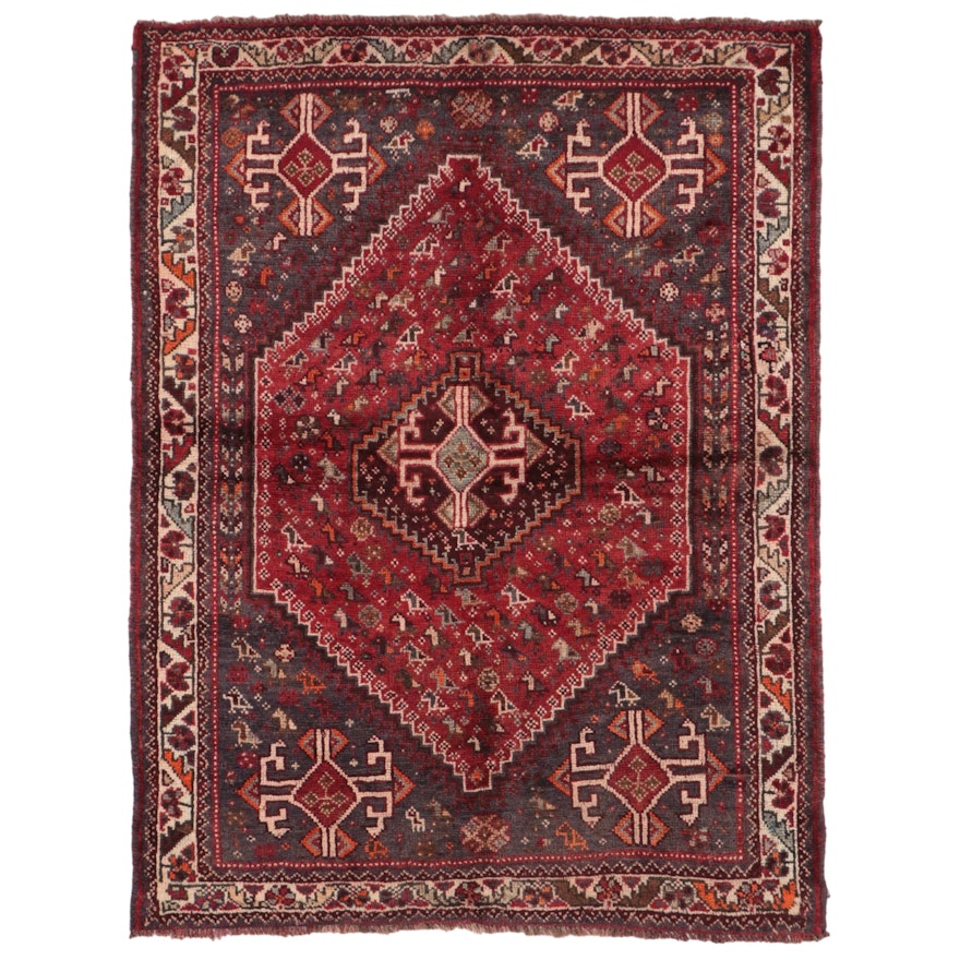 4'1 x 5'5 Hand-Knotted Persian Qashqai Area Rug