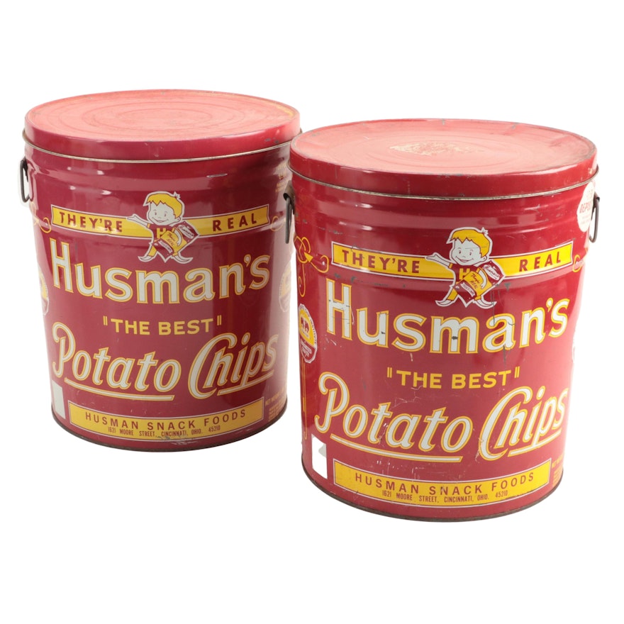 Husman's Potato Chip Tins, Mid-20th Century