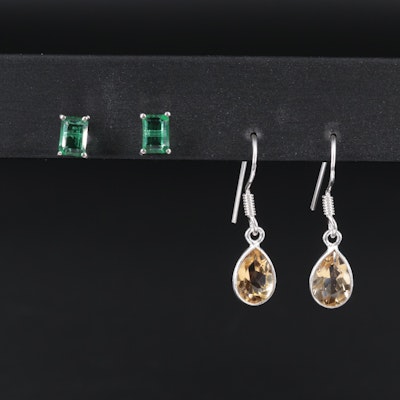 Sterling Silver Earring Duo Including Citrine and Gemstones