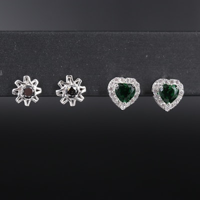 Sterling Silver Stud Earring Collection Including Emerald