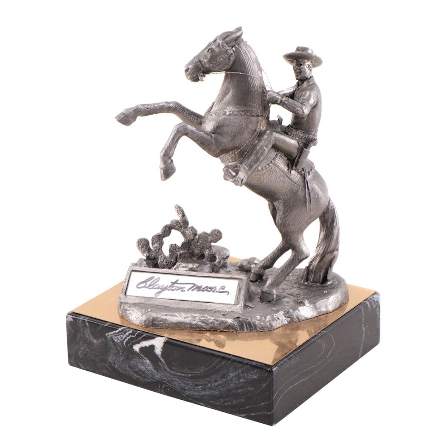 Clayton Moore Signed Pewter Sculpture by Michael Ricker, 1994