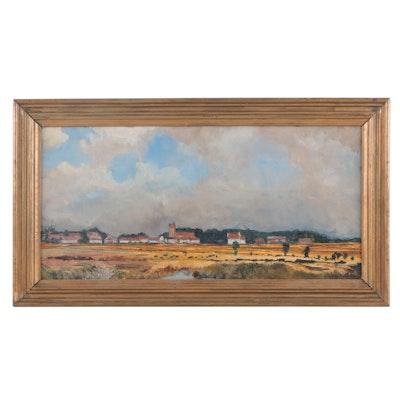 S.R. Kennedy Countryside Landscape Oil Painting, Late 20th Century