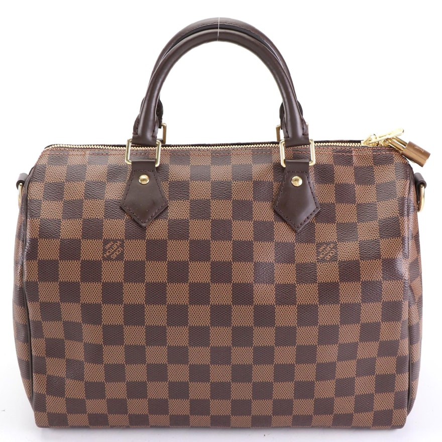 Louis Vuitton Speedy Bandoulière 30 in Damier Ebene Canvas and Leather with Box