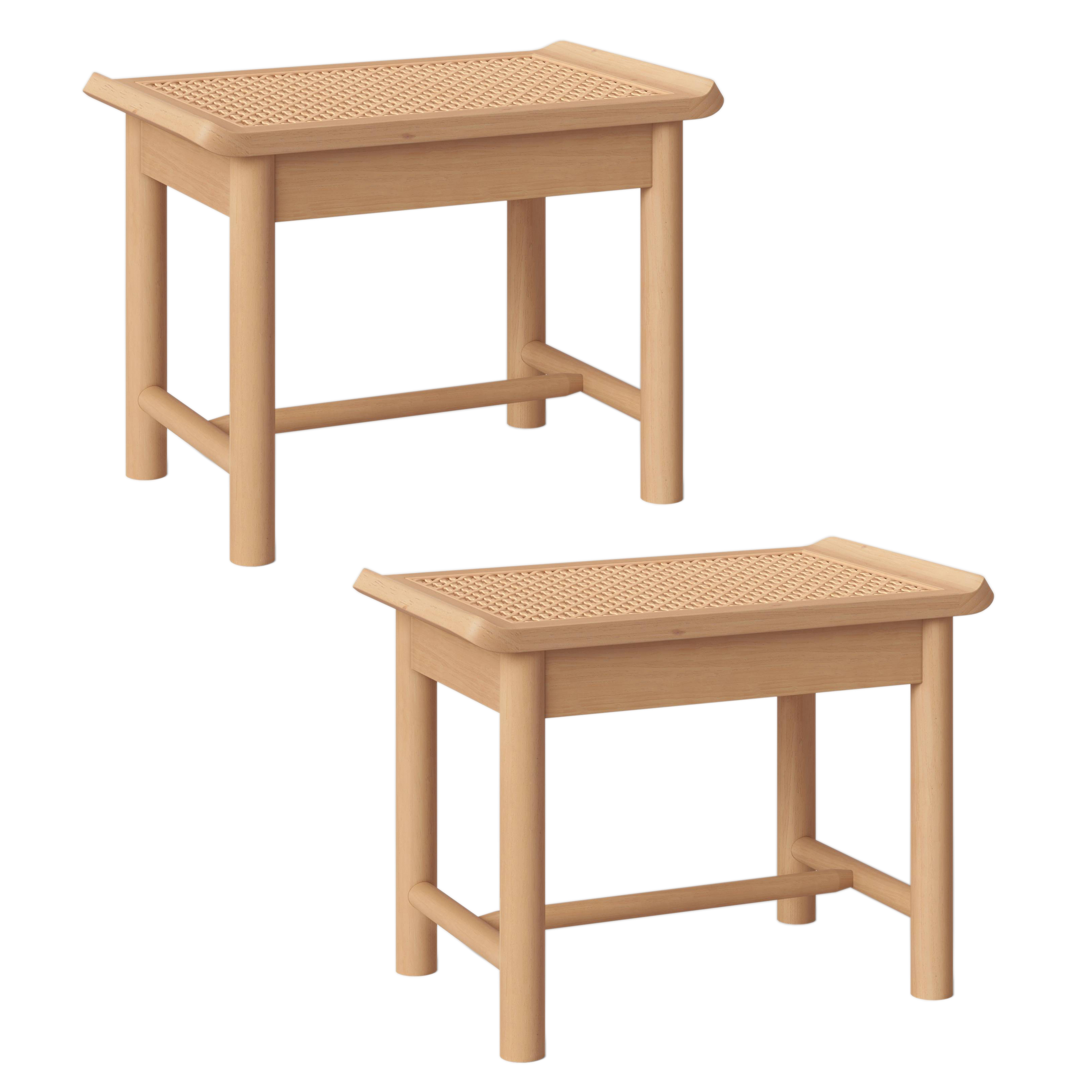 Two Project 62 Tarawitt Natural Finish Modern Cane Ottomans EBTH