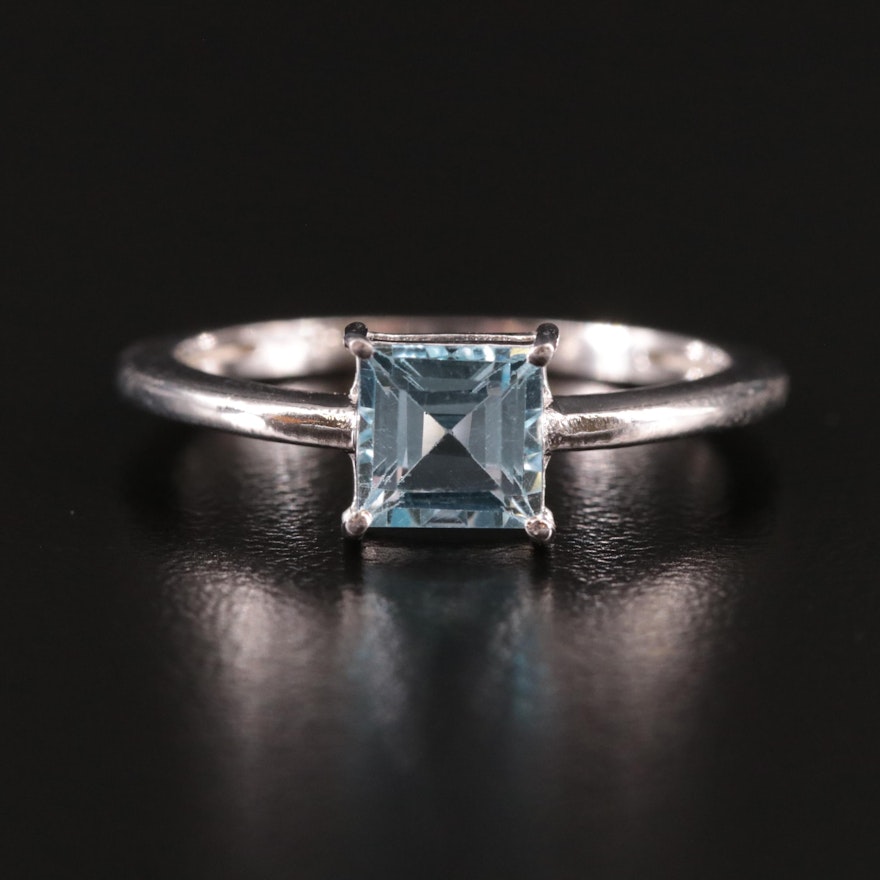 Sterling Blue Topaz Solitaire Ring