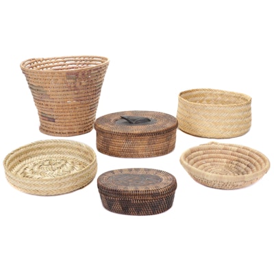 Lombok Island Indonesia and Other Handwoven Baskets and Lidded Containers