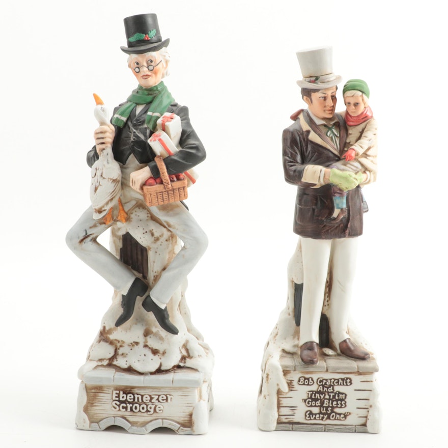 Sky Country Ebenezer Scrooge and Bob Crachit Ceramic Whiskey Decanters