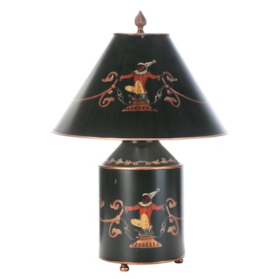 Tole Decorated Tea Canister Style Table Lamp