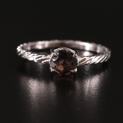 Sterling Smoky Quartz Textured Ring