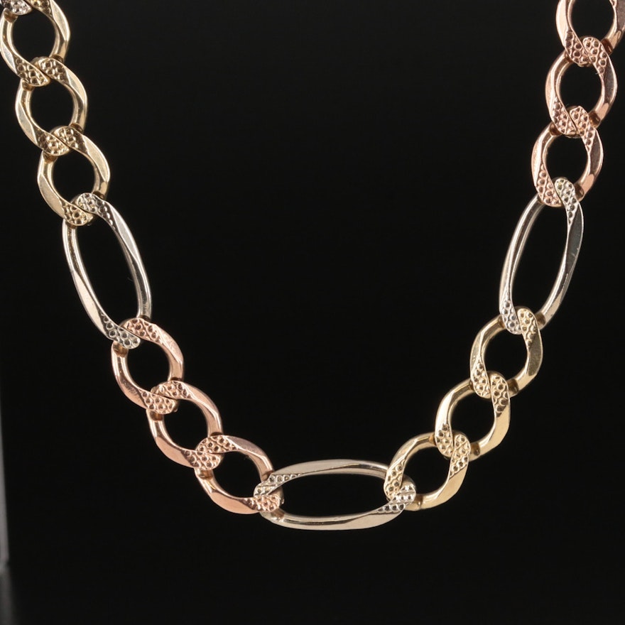 Italian 14K Two-Tone Figaro Chain Necklace