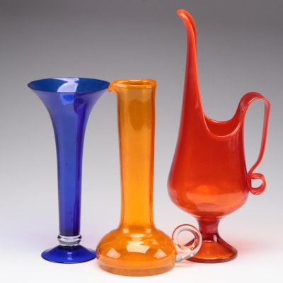 Mid Century Modern Style Glass Pitchers and Vases, Mid to Late 20th Century