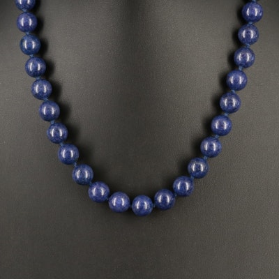 Lapis Lazuli Bead Necklace with 14K Clasp