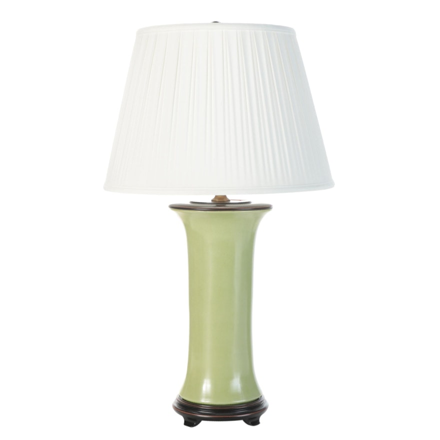 Port 68 Olive Green Ceramic and Brass Table Lamp, Contemporary