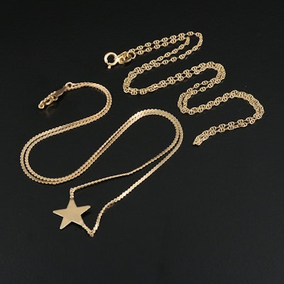 14K Serpentine and Mariner Link Necklaces