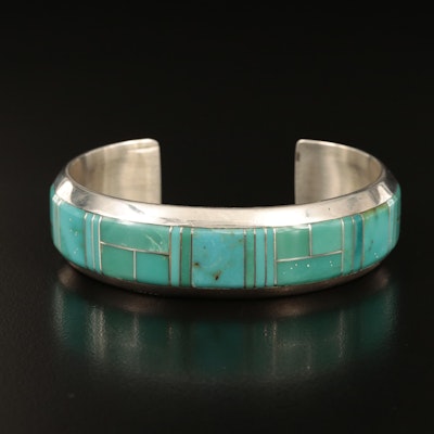 Scott Skeets Navajo Diné Sterling Turquoise Inlay Cuff