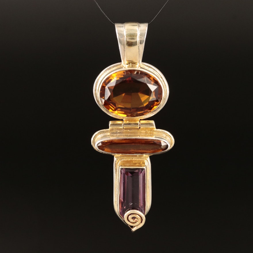Annette Marie Sterling Glass Pendant with Swirl Detail