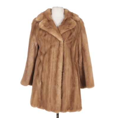 Blond Mink Fur Coat From Lazarus, Mid to Late 20th Century
