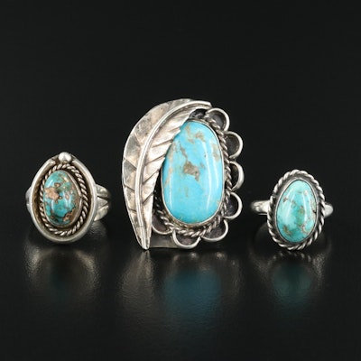 Western Style Sterling Turquoise Ring with Music Box
