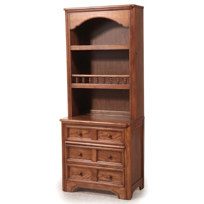 Dixie Furniture Oak Bookcase-on-Chest, Late 20th Century