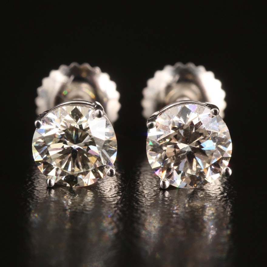 Platinum 1.57 CTW Lab Grown Diamond Stud Earrings