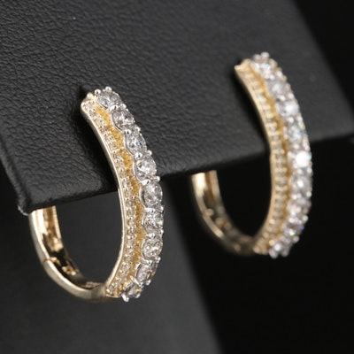 10K 1.02 CTW Diamond Hoop Earrings