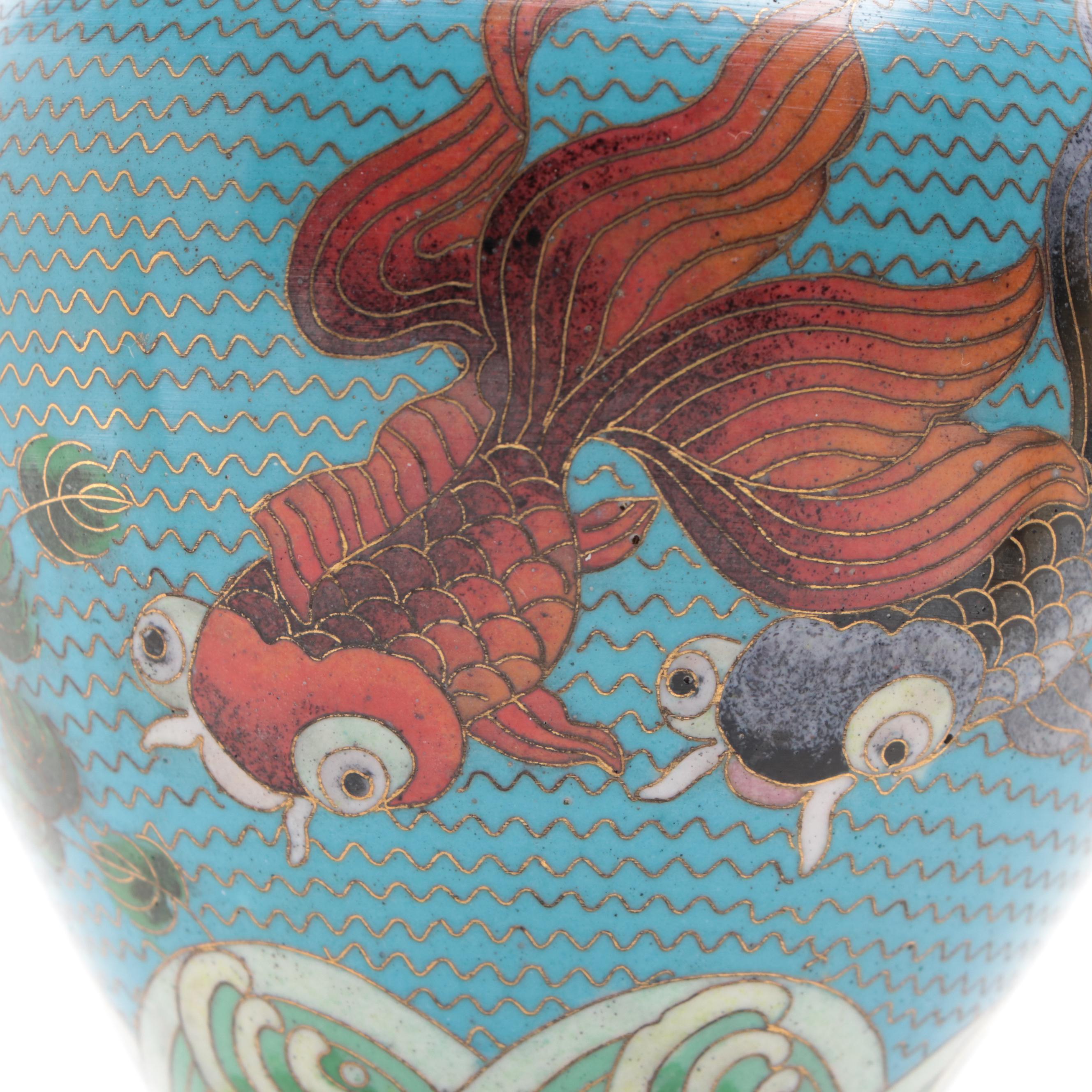 Chinese Cloisonné Vase with Carved Resin Figurines EBTH